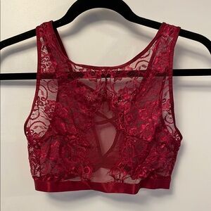 Reversible Sheer Lace Bralette crop top in Red - Adore Me